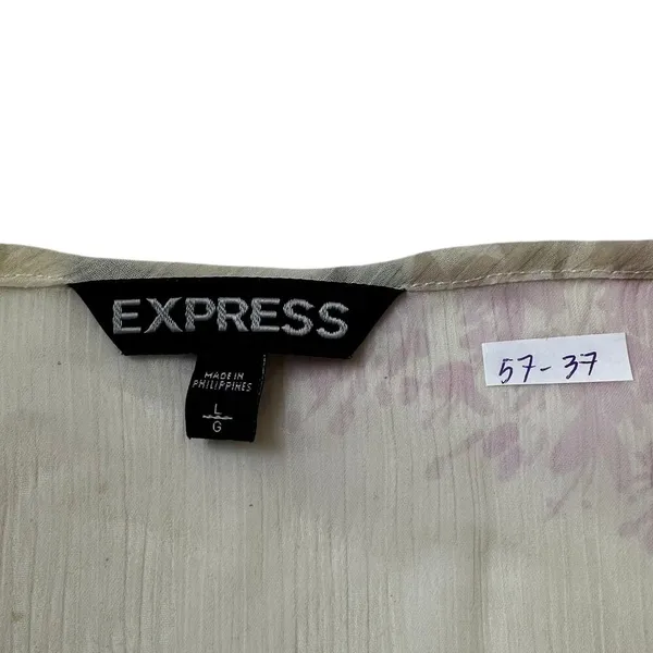 Express Multicolor Printed Sheer Unlined Blouse Women Size Large | 57-37 - Image 3