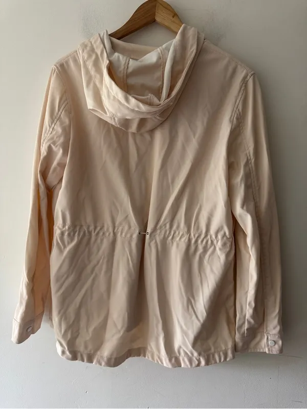 Zara TRF Cream Hooded Rain Windbreaker‎ Outerwear Jacket - Image 3