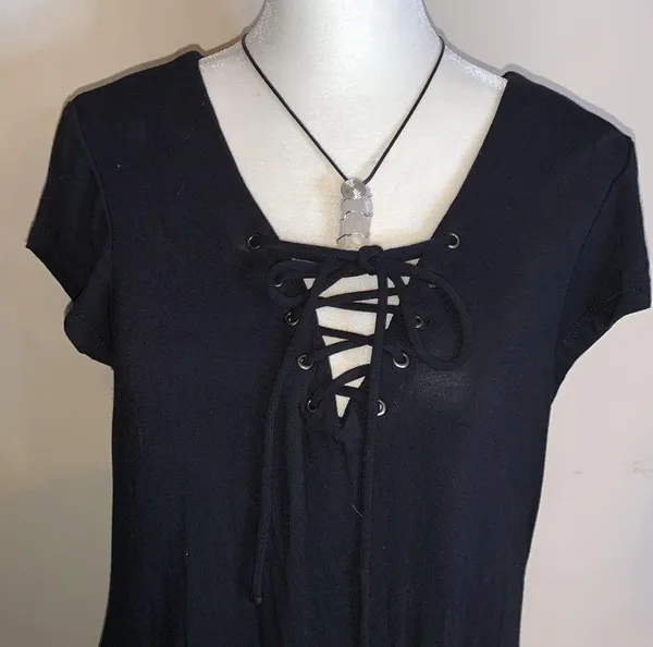 Boutique purchase from Nashville, TN. Lace up front. Flows, high low hem. - Image 2