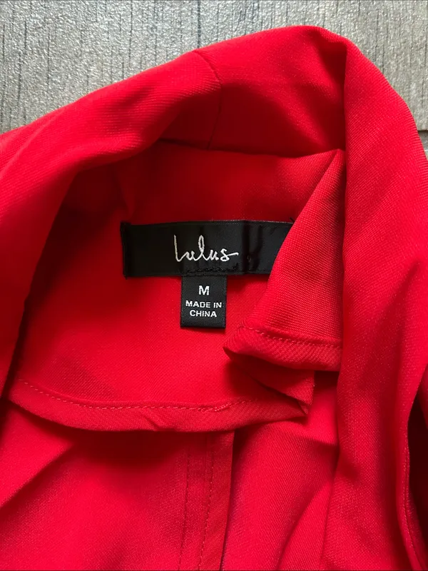 Lulu's Vibrant Red Open-Front Blazer - Image 2