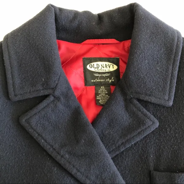 Double Breasted Classic Navy Blue Wool Peacoat, sz. XS - Image 5