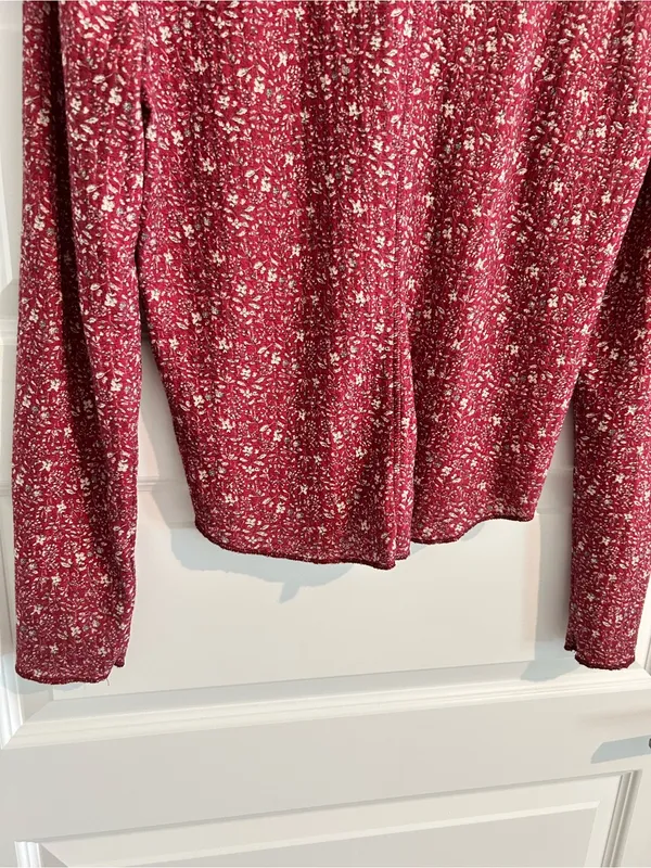 Natural Life Floral Henley Top Red Size XL - Image 11