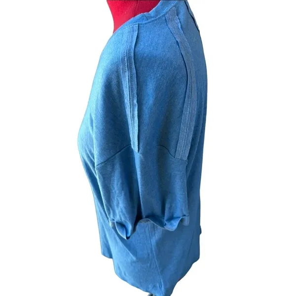 Womens NWOT Blue SHort sleeve‎ Shirt cuffed SEAMS OUT Brand-Anrabess #380 - Image 3