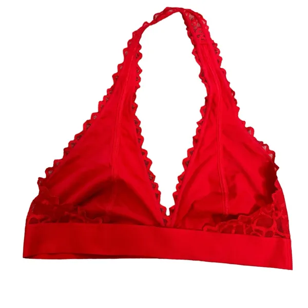 Victoria's Secret PINK Unlined Floral Lace Halter Bralette Large‎ (A-C) CP - Image 2