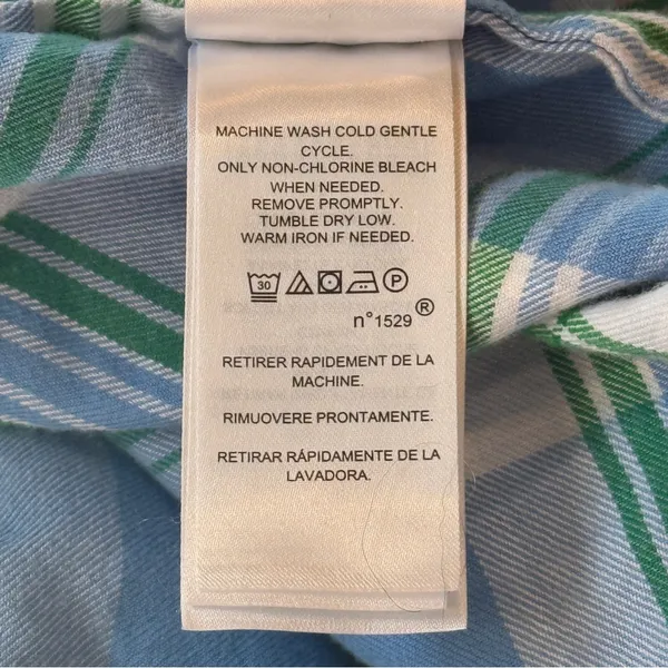 Medium Lauren Ralph Lauren Blue Green Brushed Cotton Button-Down Long Sleeve - Image 13
