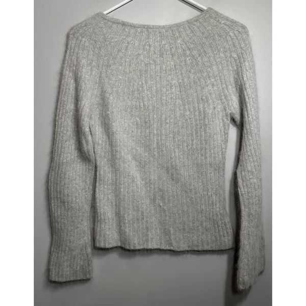 Vintage Tailor B Moss Wool Rabbit Lamb Angora Gray Sweater Scoop Neck SizeSmall - Image 2