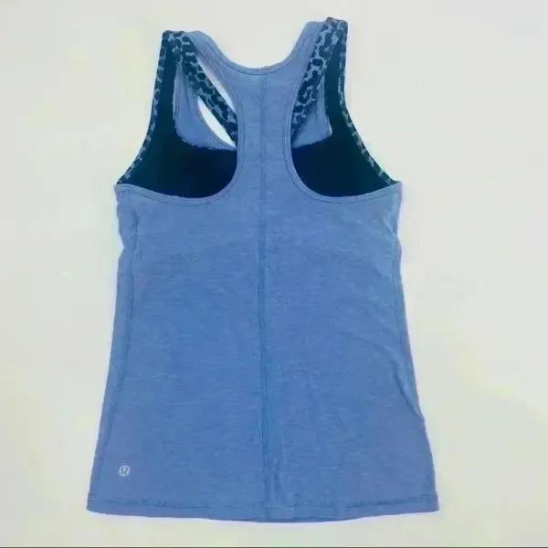 Lululemon Periwinkle Racerback‎ W/Cheetah Print Sport Bra - Image 4