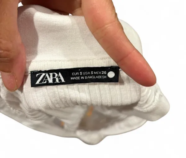 Zara White Ribbed Knit Turtleneck Sleeveless Cropped Sweater Vest Top Size S - Image 3
