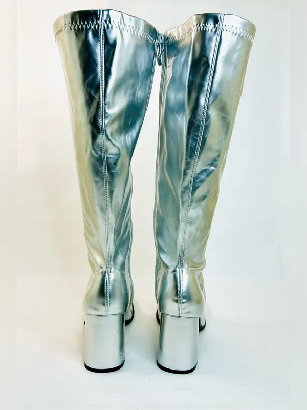 Rubies Women’s Costume Silver Patent GoGo Boots Silver Polyurethane size 10 - Image 7