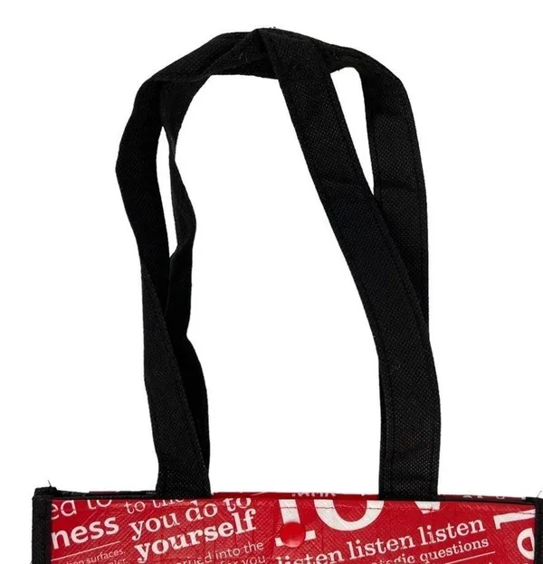 Lululemon Friends are More Important Than Money Shopping Tote Bag Red Black - Image 2