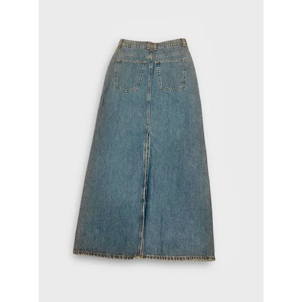Mango Paneled Denim Maxi Skirt Medium Wash XS - Image 3