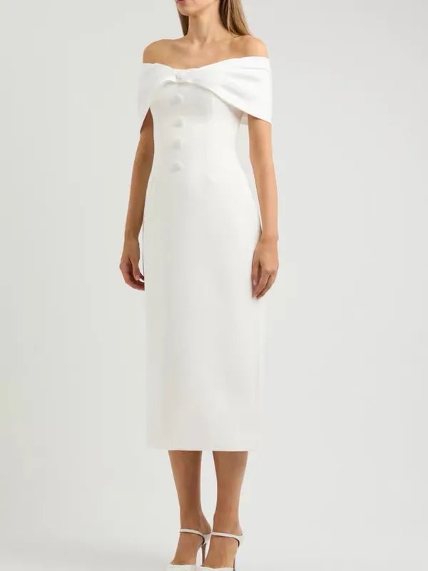 ODD MUSE The Ultimate Muse Bow Midi Dress In White, S - Image 5