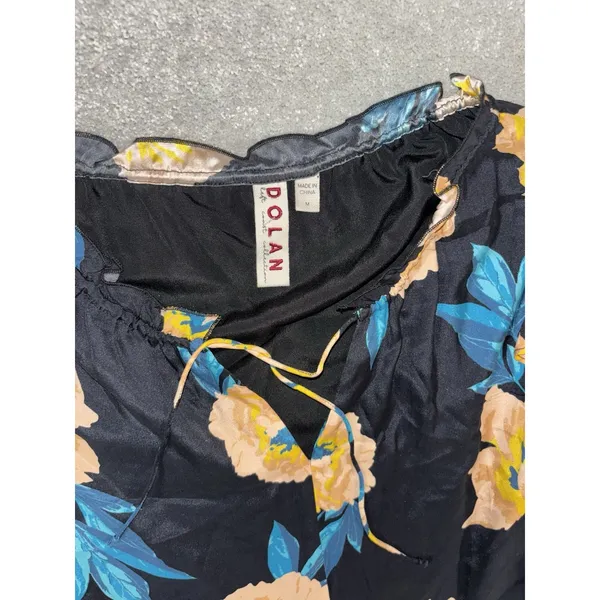 dolan silk dress medium floral knee length flutter sleeve‎ Lined Ruffle Detail - Image 3