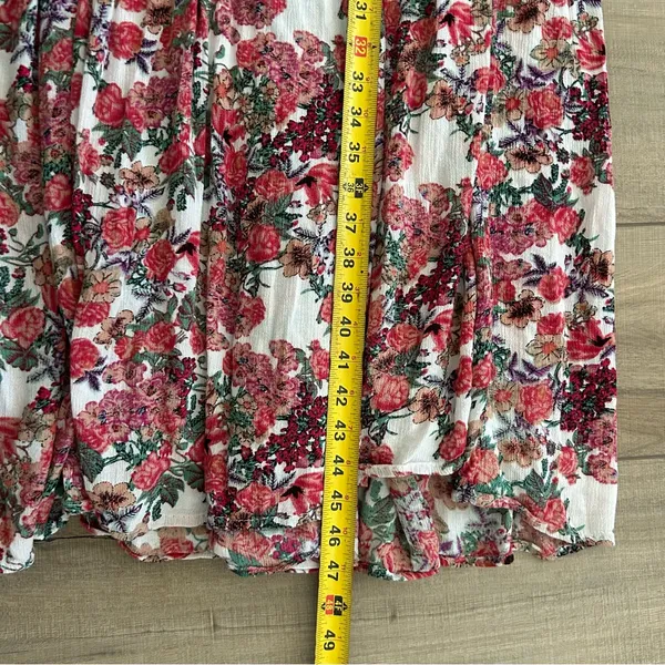 Anthropologie RAGA Pink Red Rose Floral Long Sleeve Tie Neck Boho Maxi Flowy Dress M - Image 8