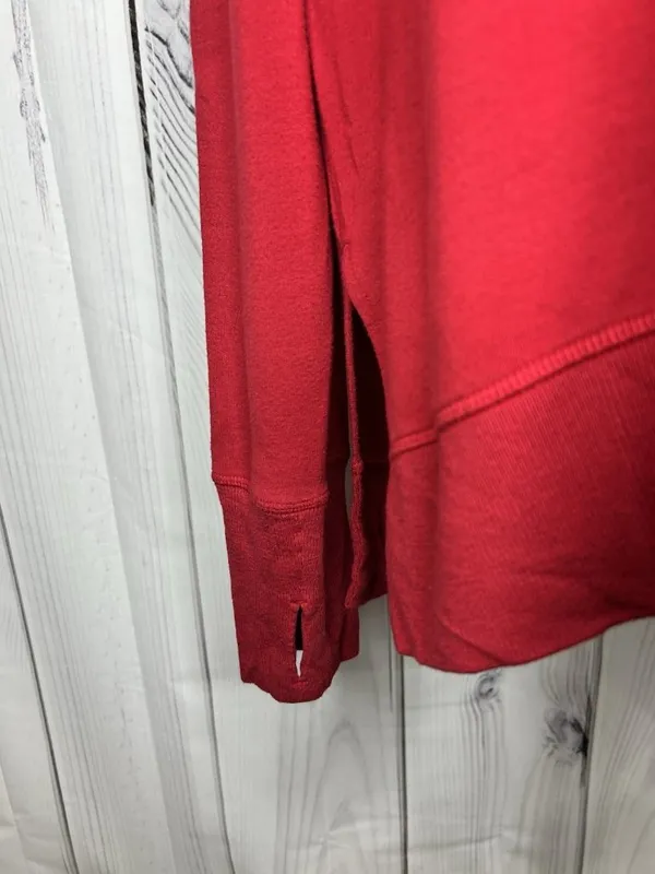 Athleta Coaster Luxe Sweatshirt Red Tencel Modal Pullover Sz L High Low Hem - Image 4