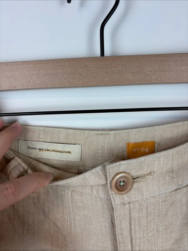 Pilcro And The Letterpress Linen Wide Leg Pants Women’s Size 4 Tan Low Rise - Image 6