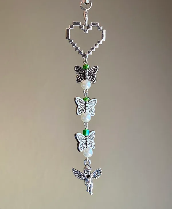 aesthetic Kawaii fairy vintage goth angel/cherub & butterflies phone strap/bag charm/keychain/display👼 - Image 2