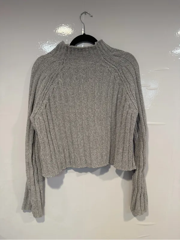 American Eagle chenille‎ Mock Neck Sweater — Gray - Image 3