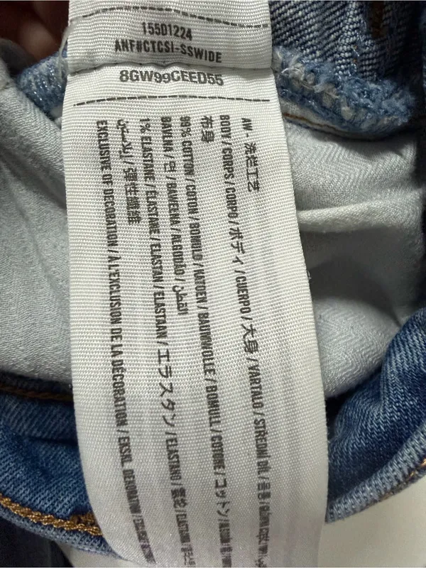 Abercrombie & Fitch 90s Straight Mid‎ Rise Raw Hem 33/16R Minimalist Casual - Image 5
