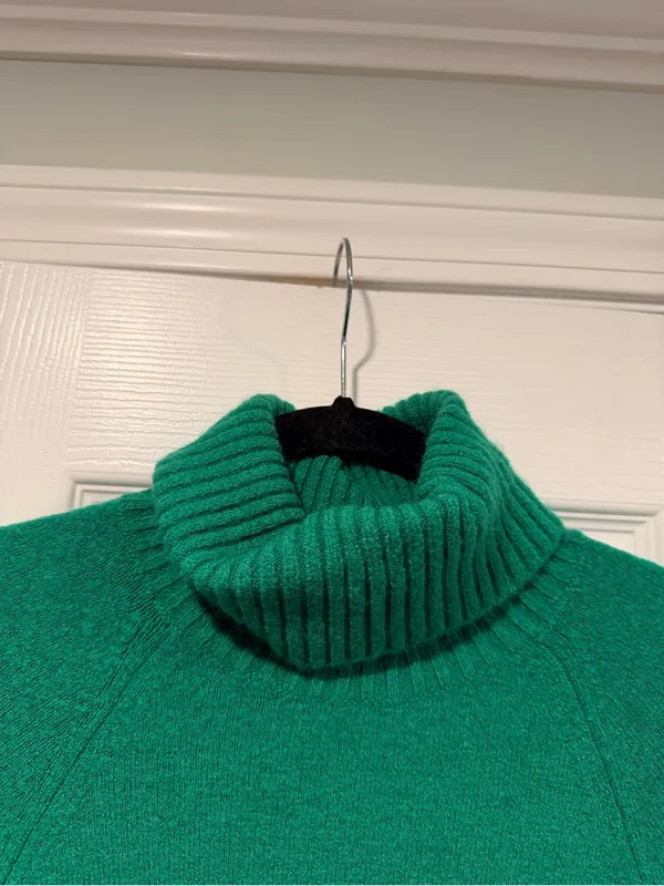J.Crew Size S Green Wool Alpaca Blend Turtleneck Sweater Oversized Tunic - Image 4