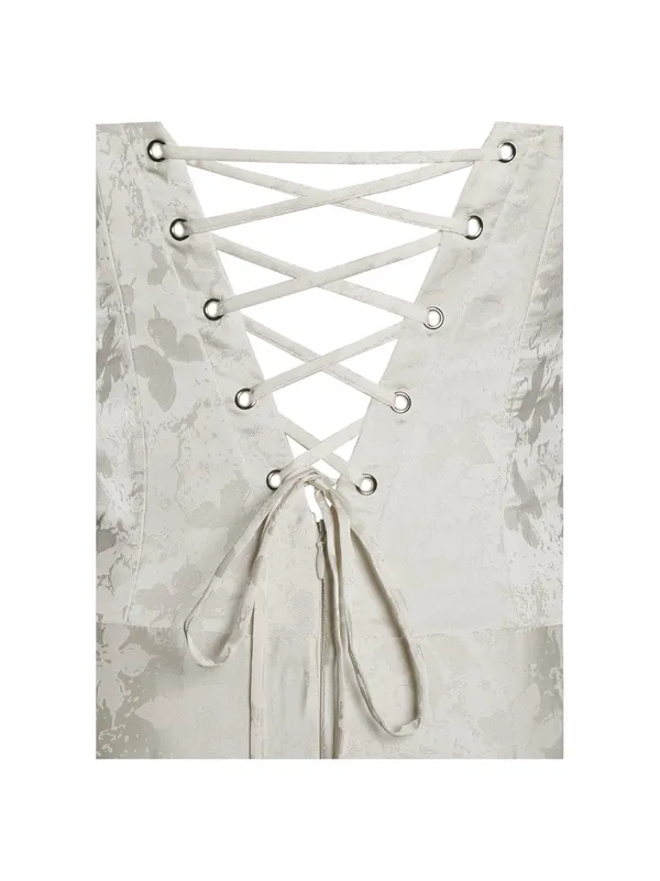 NWT Miss Circle Raegan Pearl White Jacquard Ruched Maxi Dress M - Image 11
