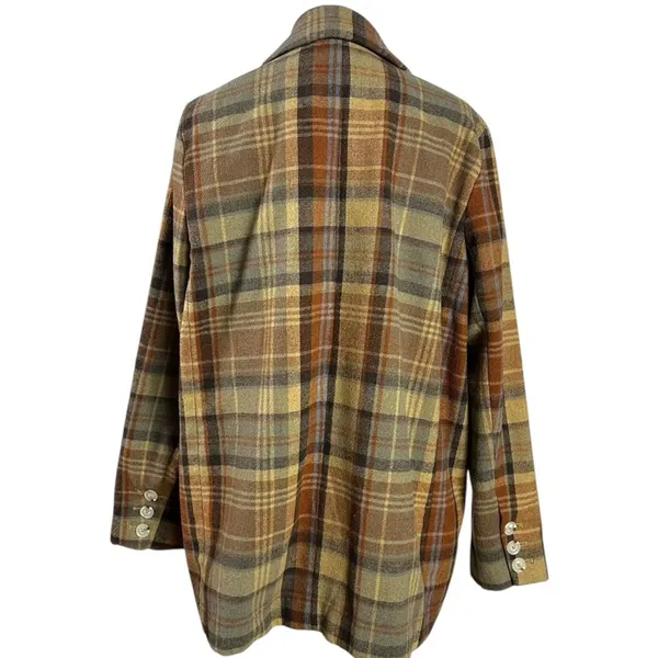 Free People Wool Mari Tartan Plaid Blazer Winter Wheat Small Dark Academia - Image 11