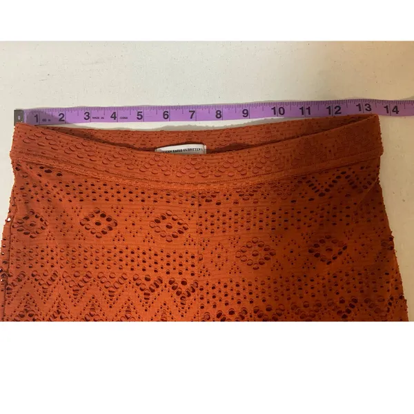Women American Eagle Flare Laser Cut Crochet Boho Festival Pants Orange Size XS - Image 4