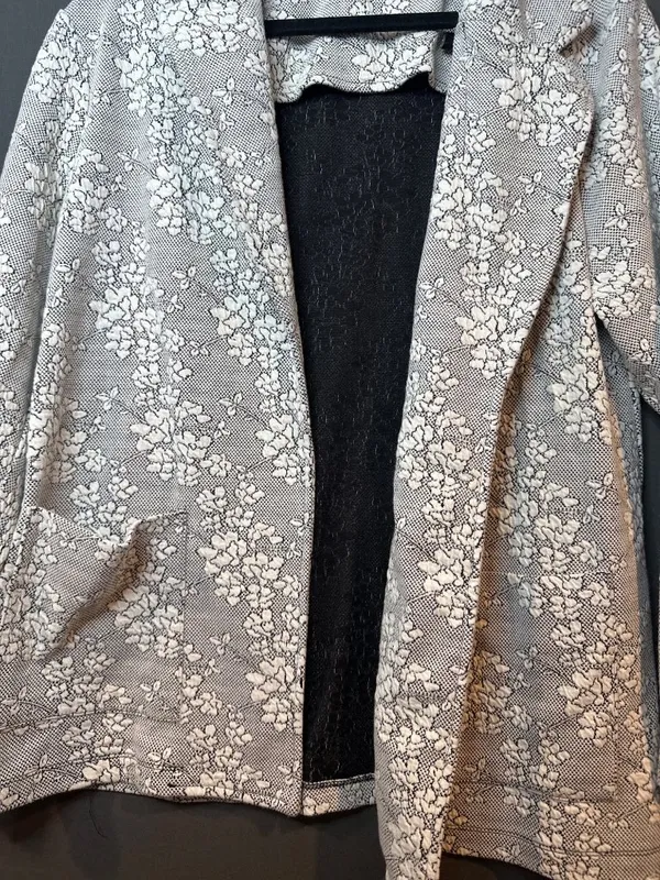 Everleigh Small Floral Jacquard Blazer Cotton Stretch Academia Preppy Cottagecor - Image 5