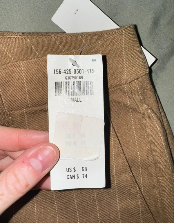 Abercrombie Pants Women's Medium Brown Striped Slack Cropped Relaxed - Image 6