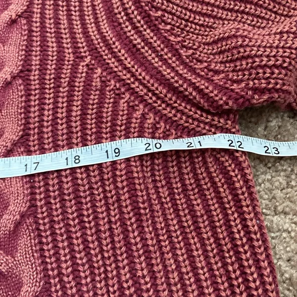 FOR THE REPUBLIC Cotton Crewneck Sweater (Sz XL) Red Distressed Cable Knit - Image 7
