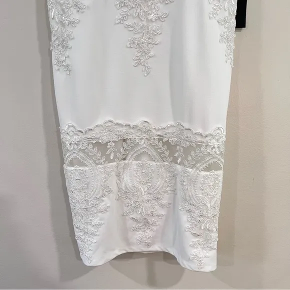 NWT Lulus Can't Deny It White Lace Sleeveless Bodycon‎ Midi Dress MEDIUM - Image 7