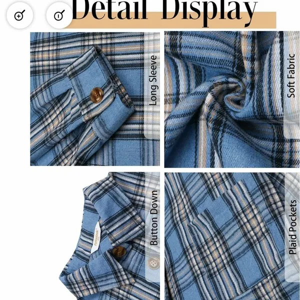 Fantaslook Women's Blue Plaid Button - Image 2