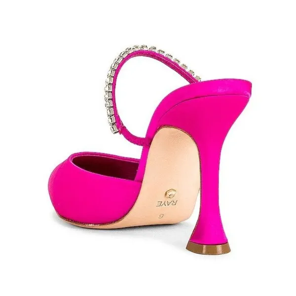 RAYE Jinxx Crystal High Heels in Pink 5.5 with Box Womens Satin Mules - Image 3