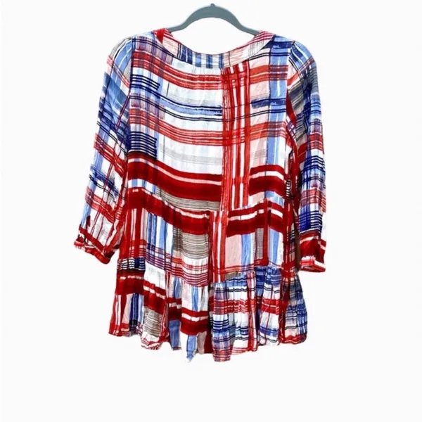 Anthropologie Maeve Lila Red White and Blue‎ Blouse Size S Small - Image 3