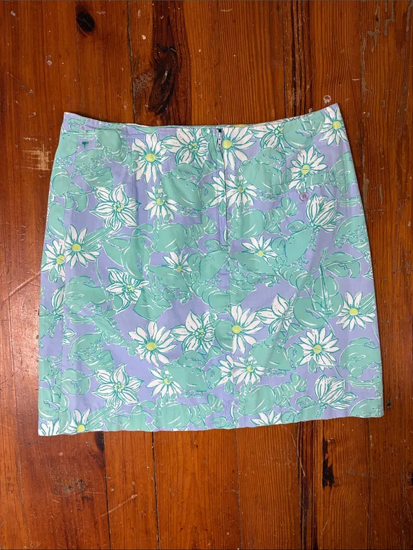 Vintage Lilly Pulitzer Lavender Mint Floral Lobster Crab Mini Skirt Size 10 - Image 3