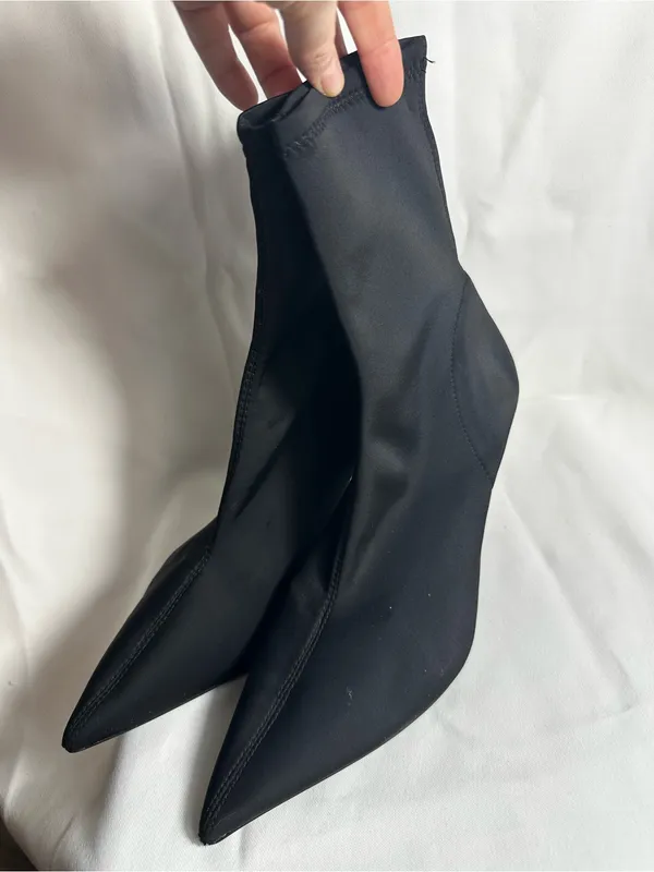 Sh32. Zara Black Stretch Sock Bootie - Fashion Heel - Image 3