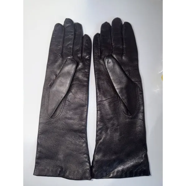 Vintage Womens Size M / 7 Black Soft Leather Formal Mid Length - Image 9