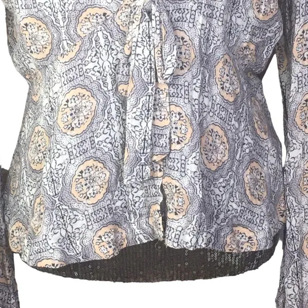 Free People Time of Your Life Blouse Ivory Combo Bell sleeves - Image 7