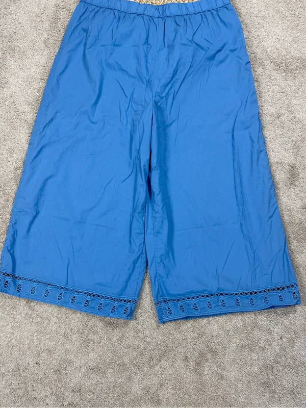 American Eagle Women’s Super Wide Leg Crop Pants Pull On in Blue XL - Image 3