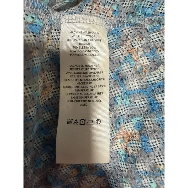 Free People Astra Peasant Top Blue Daisy Floral‎ Print Women's Size Medium - Image 12