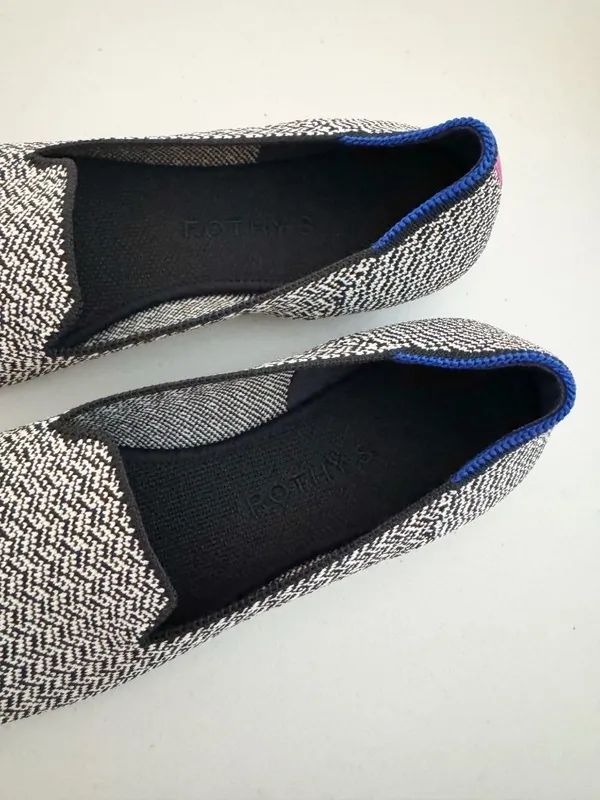 Rothys The Loafer in Slate Herringbone Size 7.5 Academia Minimalist Flats Office - Image 8