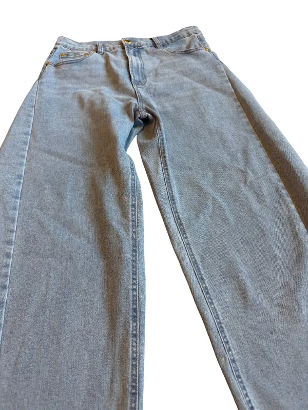 Oat New York Wide Leg Barrel Jeans Light Wash Denim Quiet Luxury Size 10/30 - Image 8