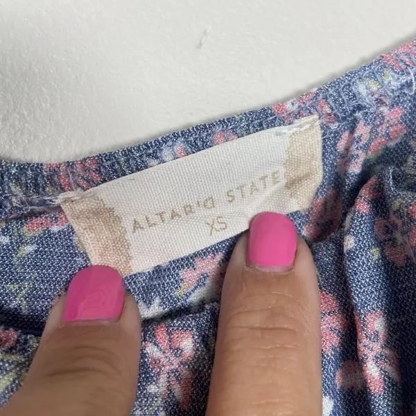 Altard State Dress Womens Size XS Blue Floral Babydoll‎ Tiered Peasant Cottage - Image 7