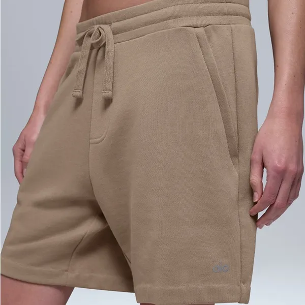 alo Yoga UNISEX ‘The Chill Short’ ‘Gravel’ Tan Sweat Shorts - Image 3