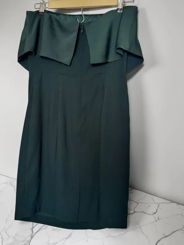 Naked Zebra Size S Dark Green Off-Shoulder Ruffle Overlay Dress - Image 2