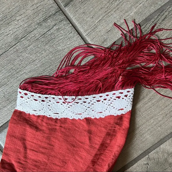 Elegant Red Fringe Dress Size M - Image 3