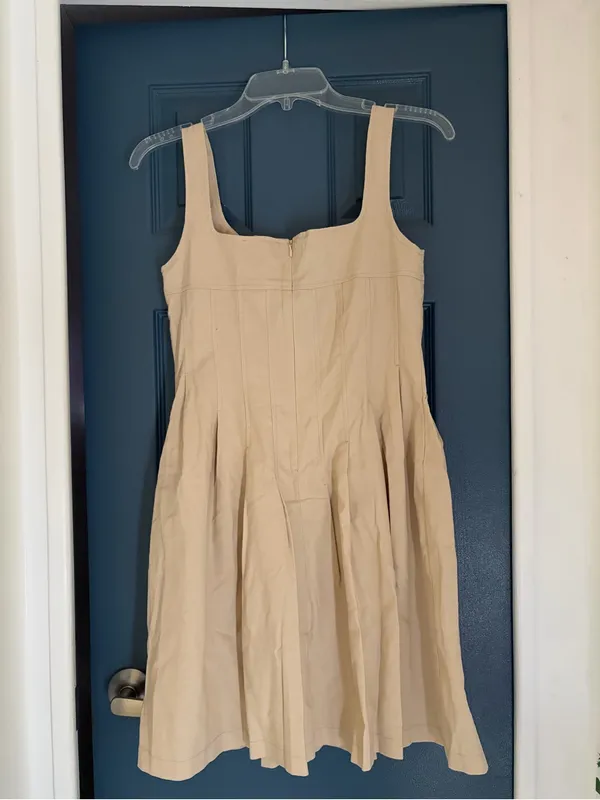 NWT Idem Ditto Khaki Square Neck Pleated Corset Style Mini Dress – Small - Image 3