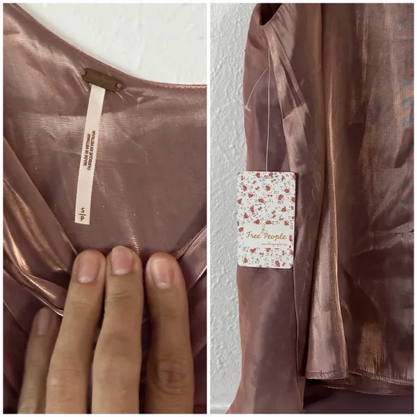 Free People Women's One Shoulder Satin Cowl Neck Top Dusty Mauve NWT - Image 5