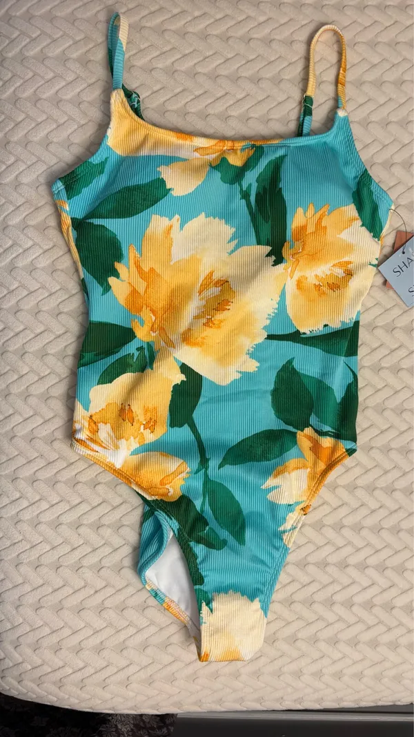 Shade & Shore One-Piece Swimsuit XS Teal Floral New - Image 7