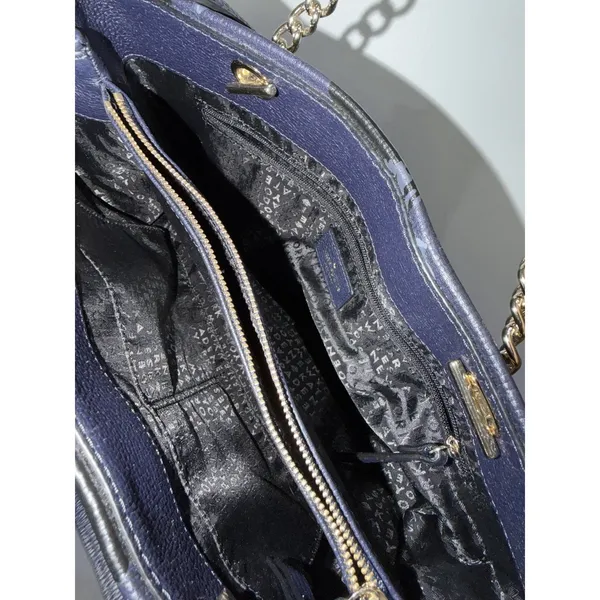 Kate Spade Briar Lane Night Rose Meena Satchel Crossbody Bag Purse Blue Leather - Image 7